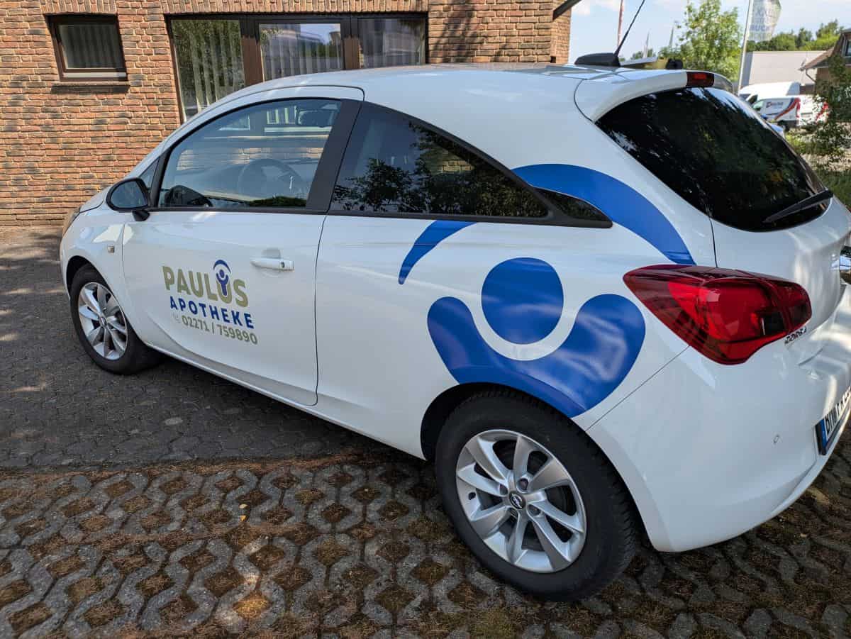 Paulus Apotheke Bergheim &ndash; Au&szlig;enbeschriftung Vordach und Eingang von Kreaprint